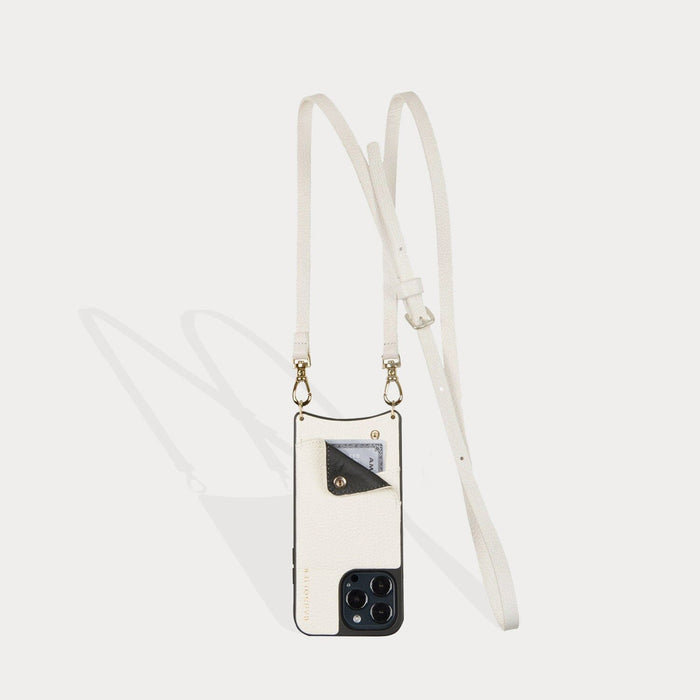 Emma Pebble Leather Crossbody Bandolier - Ivory/Gold Bandolier