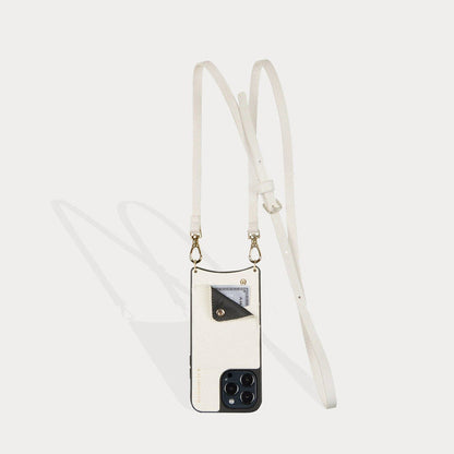 Emma Pebble Leather Crossbody Bandolier - Ivory/Gold Bandolier