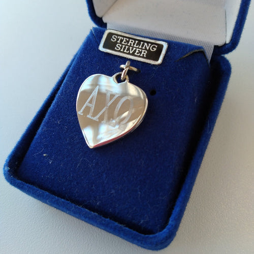 Engraved Heart Charm - Alpha Chi Omega