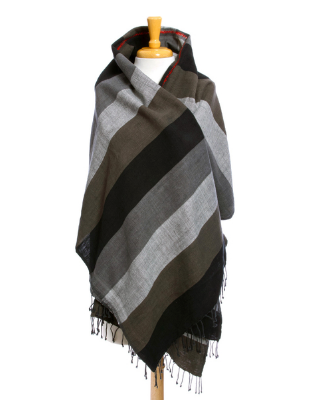 Ethiopian Grey & Black Cotton Throw or Tablecloth, Fair Trade, Employs Artisans, Eco-Friendly - Give Back Goods