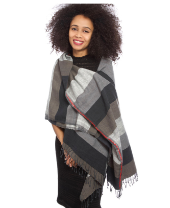Ethiopian Grey & Black Cotton Throw or Tablecloth, Fair Trade, Employs Artisans, Eco-Friendly - Give Back Goods