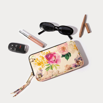 Expanded Zip Pouch  - Ceci Ivory Floral/Gold