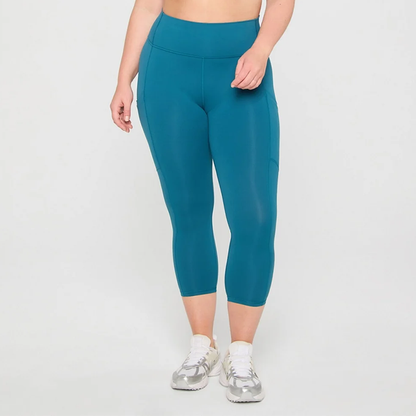 Fabletics - Women's On The Go Powerhold High-waisted Capri Legging - Green Abyss