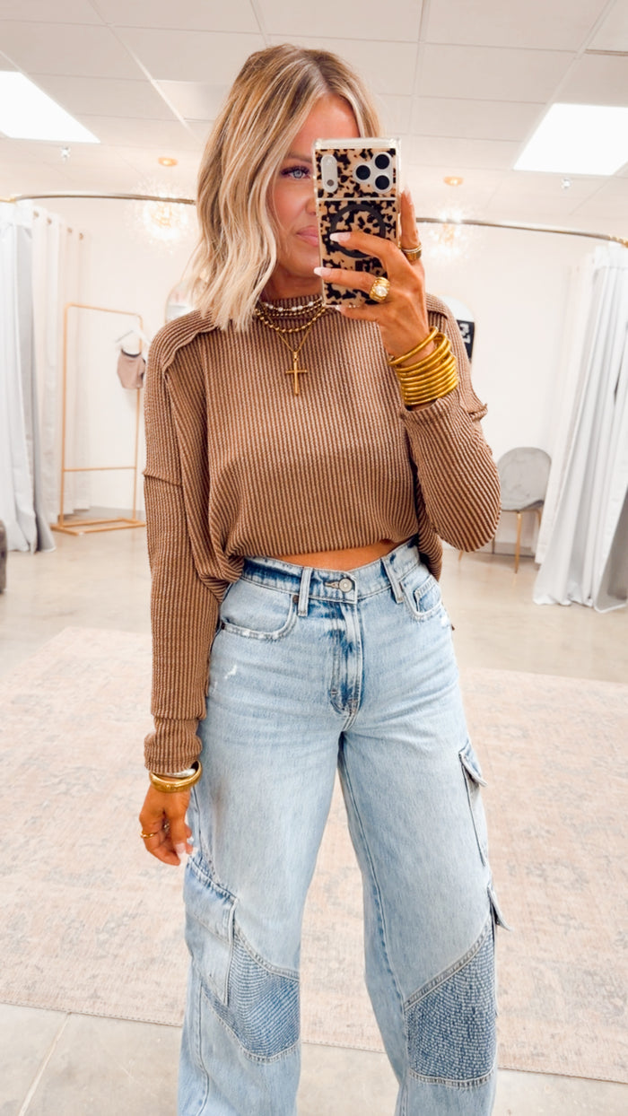 - FINAL SALE- The Haisley Ribbed Top-Brown