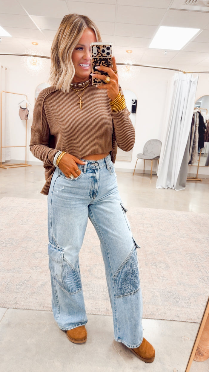 - FINAL SALE- The Haisley Ribbed Top-Brown