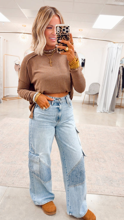 - FINAL SALE- The Haisley Ribbed Top-Brown