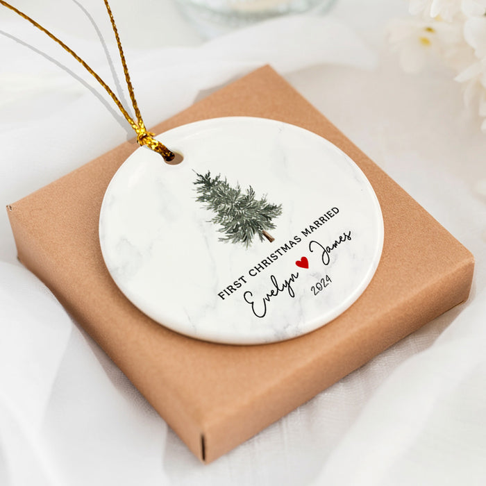 First Christmas Married Ornament | Mr Mrs Personalized Wedding Gift