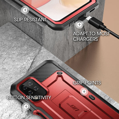 Galaxy A12 Unicorn Beetle Pro Rugged Holster Case-Metallic Red