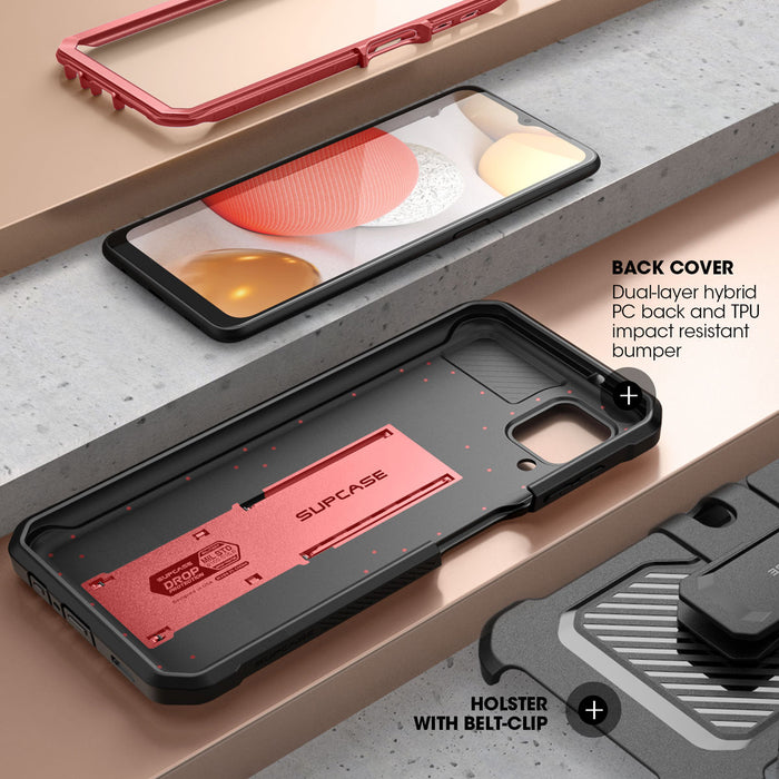 Galaxy A12 Unicorn Beetle Pro Rugged Holster Case-Metallic Red