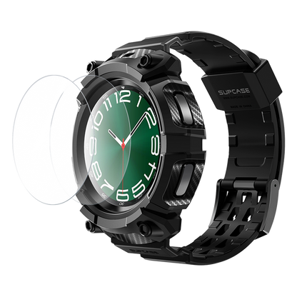 Galaxy Watch6 47mm Unicorn Beetle PRO Wristband Case with Glass Screen Protectors(open box)-Black