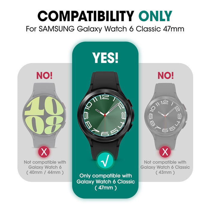 Galaxy Watch6 47mm Unicorn Beetle PRO Wristband Case with Glass Screen Protectors(open box)-Black