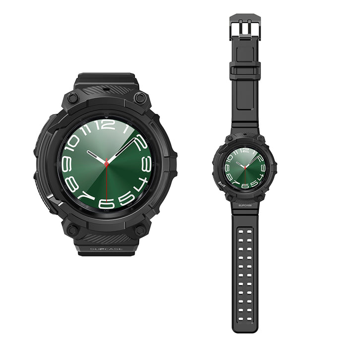 Galaxy Watch6 47mm Unicorn Beetle PRO Wristband Case with Glass Screen Protectors(open box)-Black