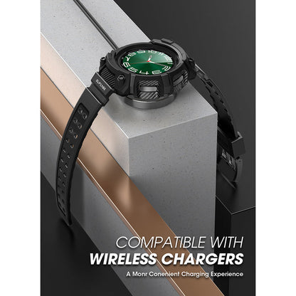 Galaxy Watch6 47mm Unicorn Beetle PRO Wristband Case with Glass Screen Protectors(open box)-Black
