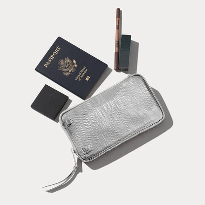 Gia Chrome Pouch Set - Silver Wave/Silver