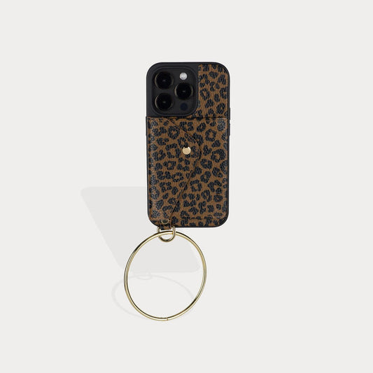 Gigi O-ring Wristlet - Dark Leopard/Gold Bandolier