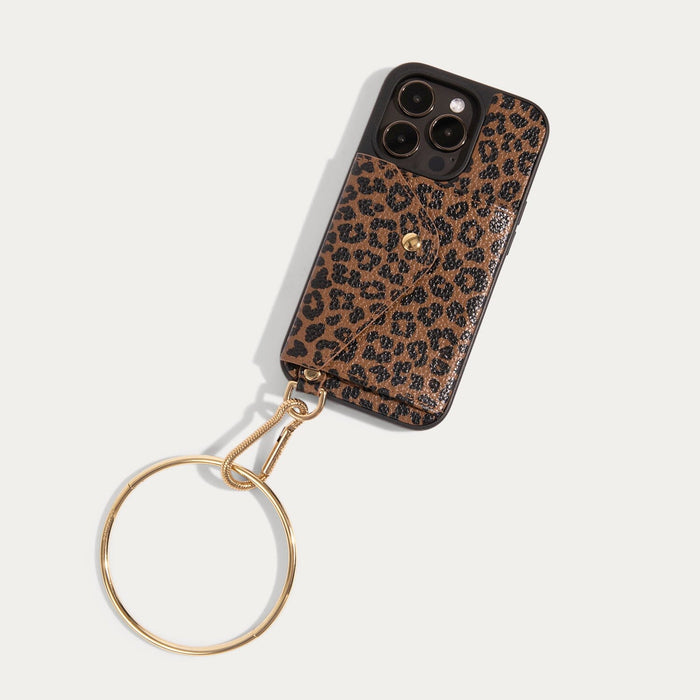 Gigi O-ring Wristlet - Dark Leopard/Gold Bandolier