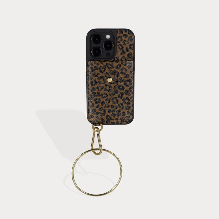 Gigi O-ring Wristlet - Dark Leopard/Gold Bandolier