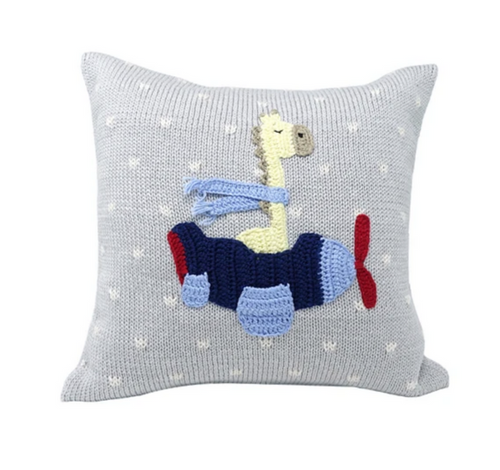 Giraffe in Plane Grey Baby Pillow, Handmade, Fair Trade