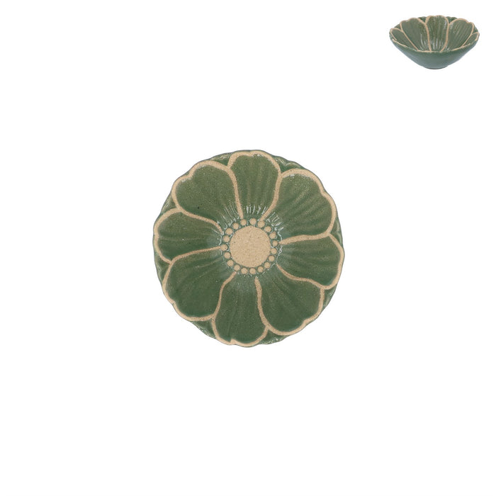 Gisela Graham Stoneware Mini Bowl  - Green Flower
