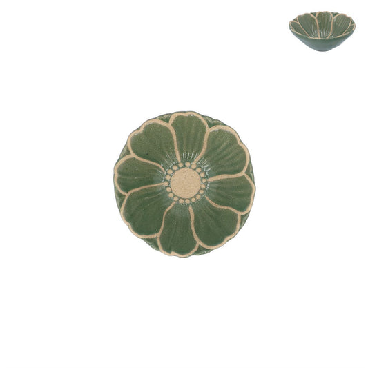 Gisela Graham Stoneware Mini Bowl  - Green Flower