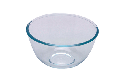 bowl, glass bowl, glass mixing bowl, borosilicate glass, pyrex