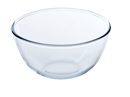 bowl, glass bowl, glass mixing bowl, borosilicate glass, pyrex