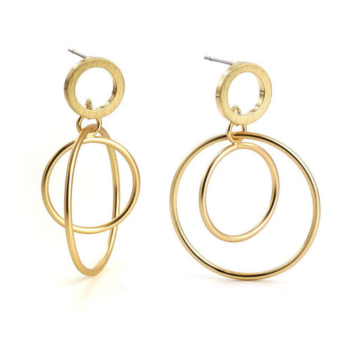 Golden Circle Stud Hoop Earrings