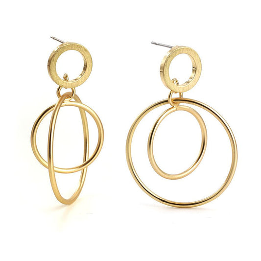 Golden Circle Stud Hoop Earrings