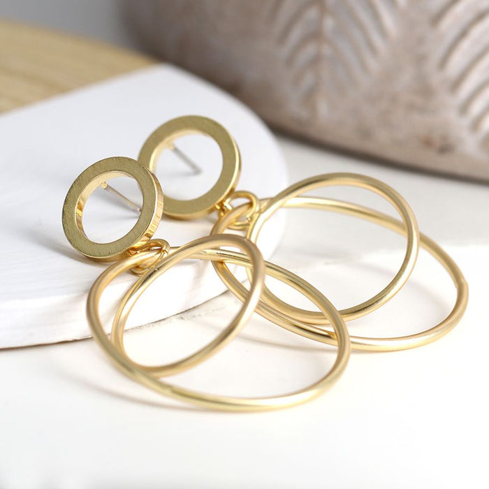 Golden Circle Stud Hoop Earrings