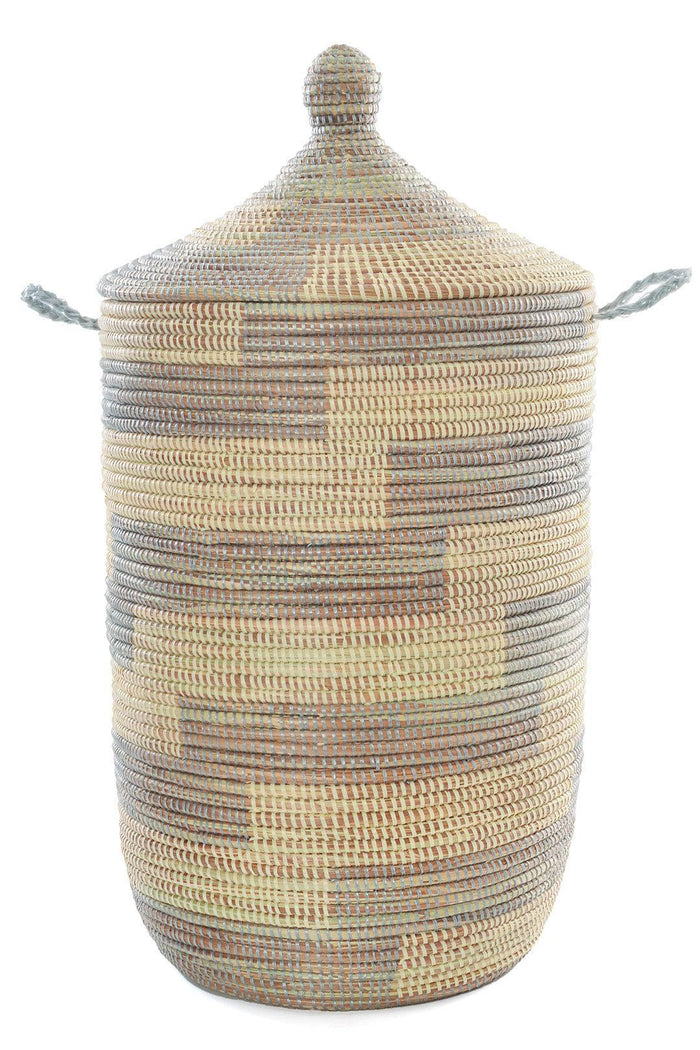 Grey & Cream Hamper Basket - Fair Trade from Senegal