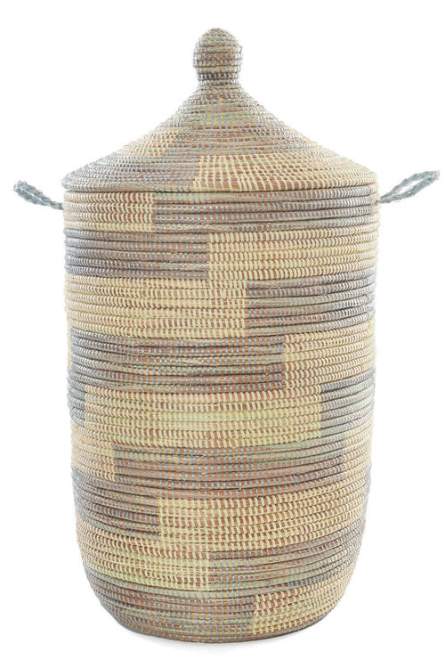 Grey & Cream Hamper Basket - Fair Trade from Senegal