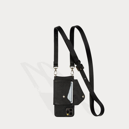 Hailey Folio Pebble Leather Crossbody Bandolier - Black/Gold Bandolier Core Bandolier