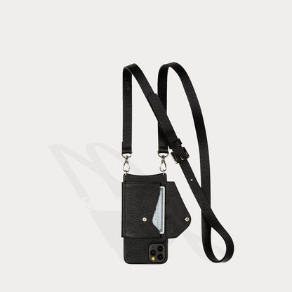 Hailey Folio Pebble Leather Crossbody Bandolier - Black/Silver Bandolier Core Bandolier