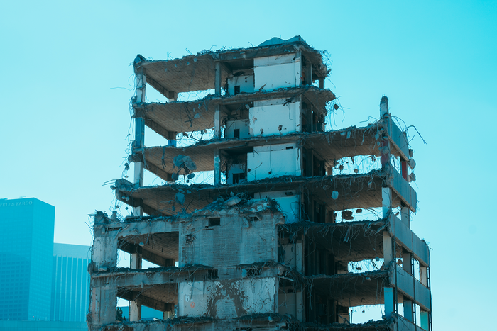 Half Torn Down Building In Downtown Los Angeles