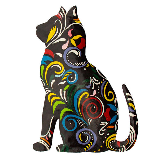 Hand Crafted Cat Wall Art made from Steel Drums, Hand Painted, Fair Trade, Haiti , 14.5 inch