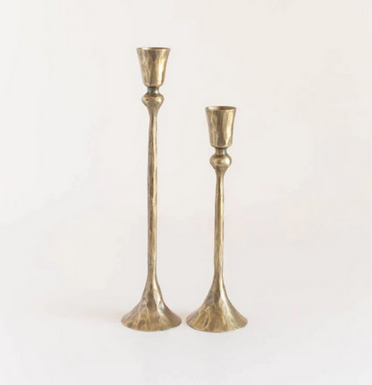 Hand-Forged Iron Candle Sticks - Set of 2, Black or Brass- Fair Trade, India