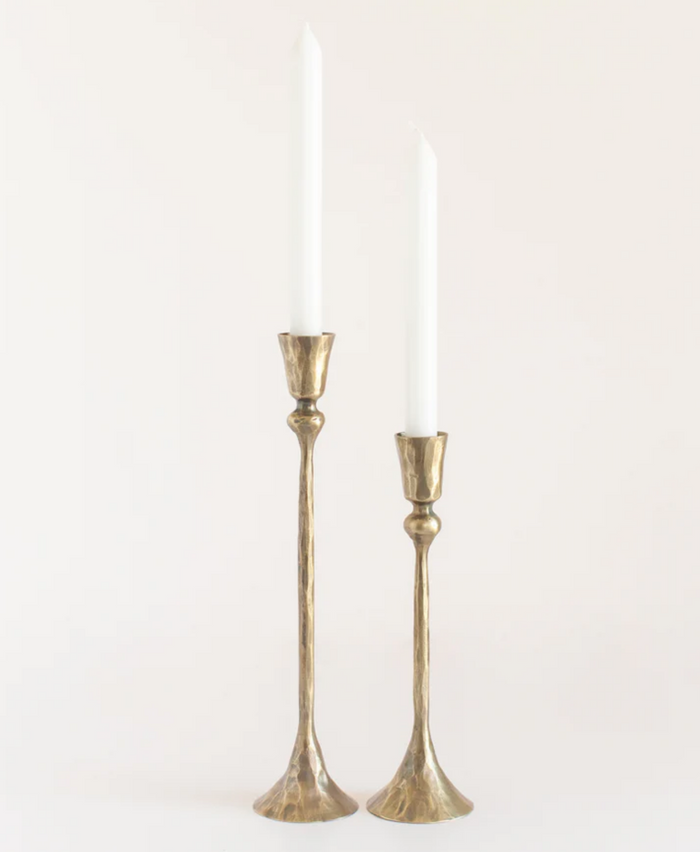 Hand-Forged Iron Candle Sticks - Set of 2, Black or Brass- Fair Trade, India