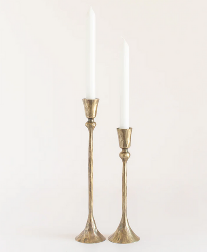 Hand-Forged Iron Candle Sticks - Set of 2, Black or Brass- Fair Trade, India