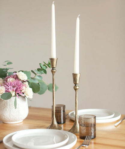 Hand-Forged Iron Candle Sticks - Set of 2, Black or Brass- Fair Trade, India