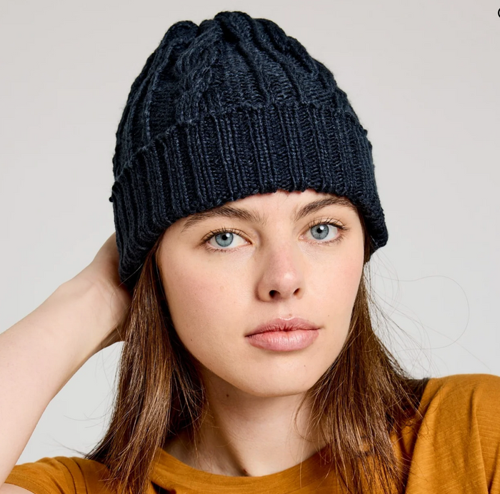 Hand Knit Chunky Cable Wide Cuff Men & Women's Beanie Hat- Fair Trade, Uganda