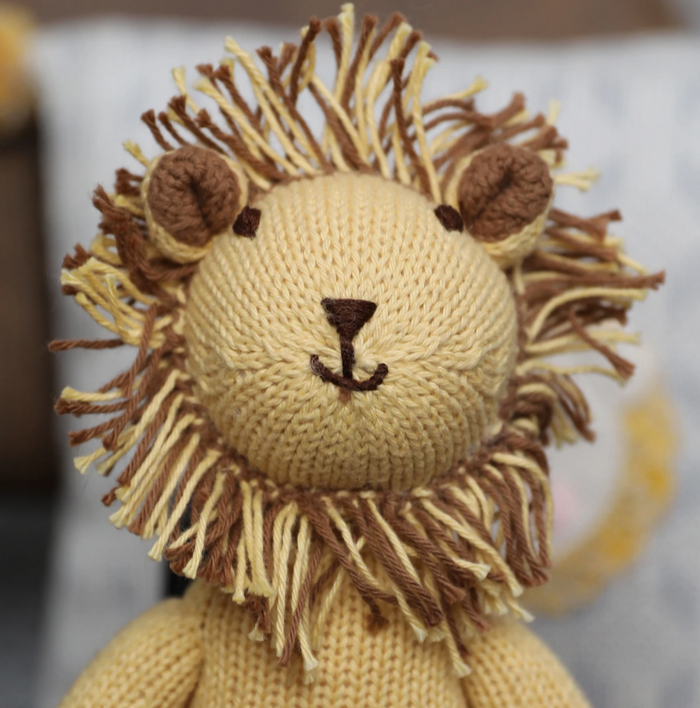 Hand Knit Leon The Lion Stuffed Animal  - Support Fair Trade for Artisans