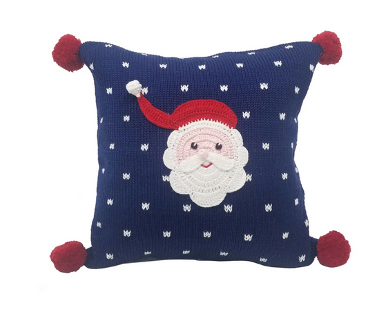 Hand Knit Santa Christmas Pillow,  Fair Trade, Armenia