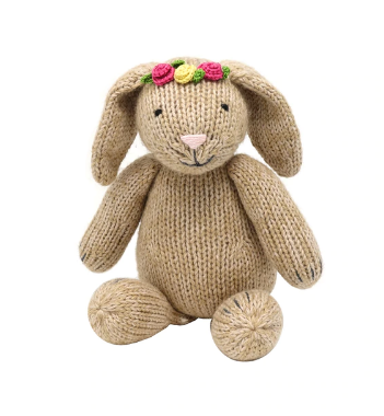 Hand Knit Sitting Brown Easter Bunny Stuffed animal - Support Fair Trade for Artisans