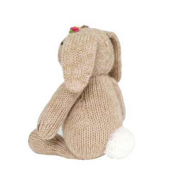 Hand Knit Sitting Brown Easter Bunny Stuffed animal - Support Fair Trade for Artisans