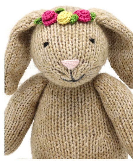 Hand Knit Sitting Brown Easter Bunny Stuffed animal - Support Fair Trade for Artisans