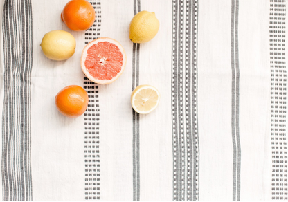 Hand woven Striped Ethiopian Cotton Tablecloth, Blue or Grey- 96x54, 50x50 - Eco-Friendly, Fair Trade