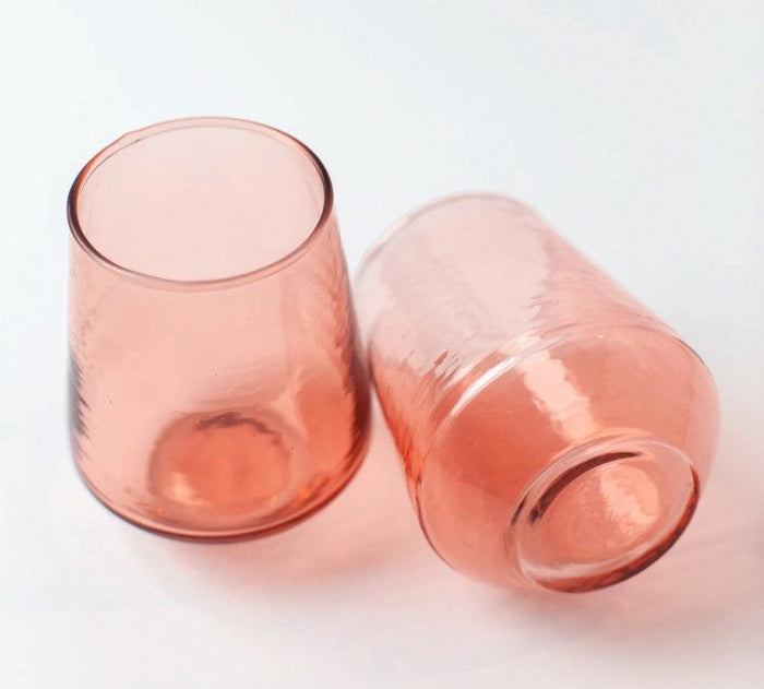 Handblown Hammered Glass Water Tumbler Glasses, Recycled, Ethically Made