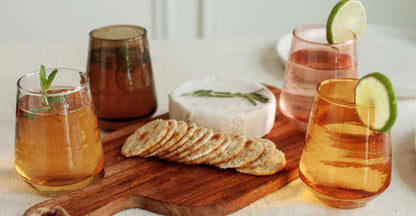 Handblown Hammered Glass Water Tumbler Glasses, Recycled, Ethically Made