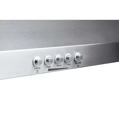 Hauslane Chef 30 in. Ducted Stainless Steel Under Cabinet Range Hood (UC-C100SS-30) button controls.