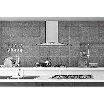 Hauslane Chef Convertible Stainless Steel Wall Mount Range Hood with Size Options (WM-600SS) lifestyle, in a modern kitchen.